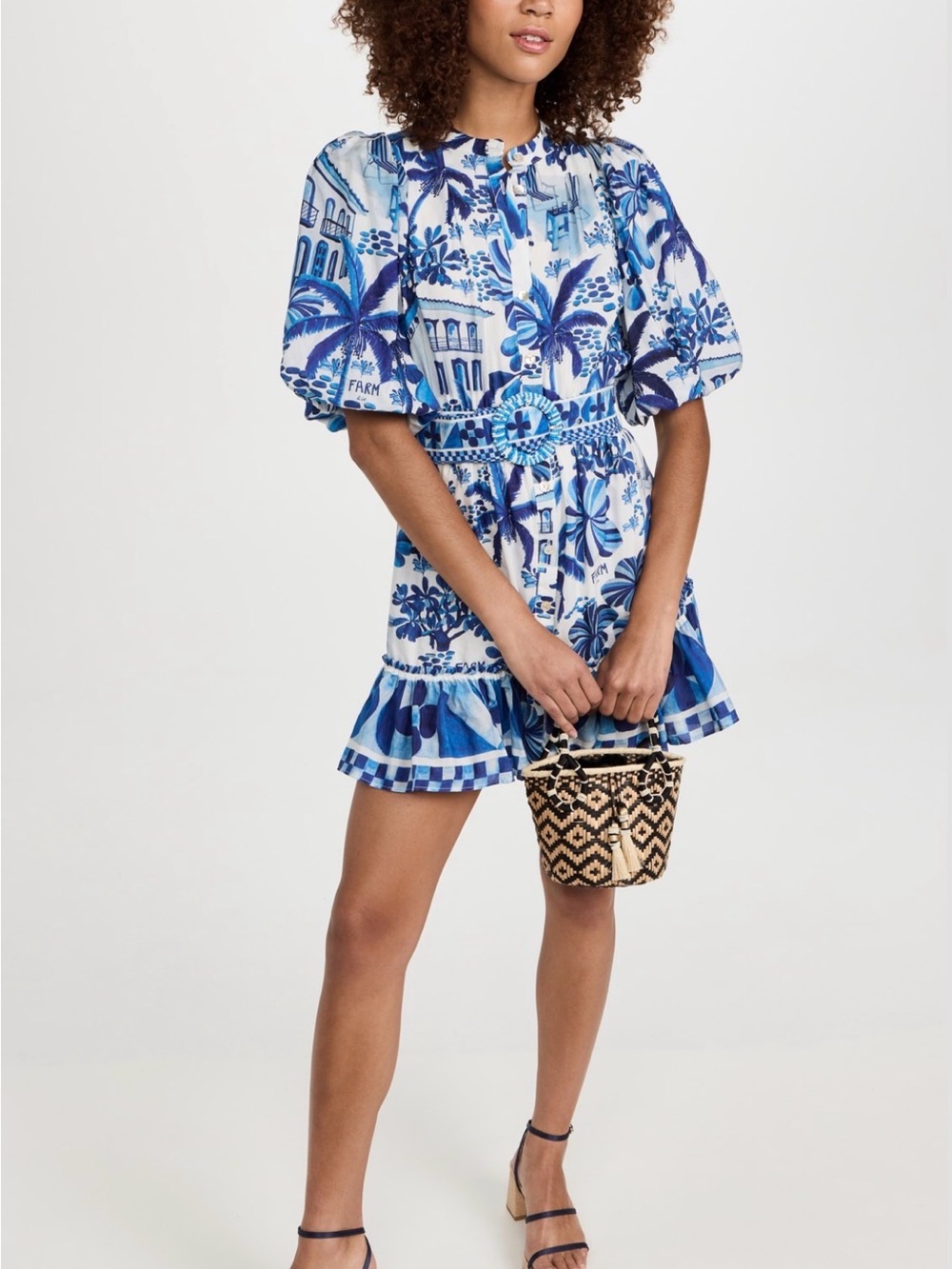 Farm Rio NWT Tropical Print Puff Sleeve Mini Dress